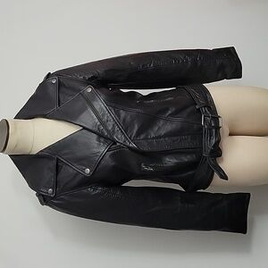 NWT Kenna T Ladies Real Leather Biker Jacket Size Large Fits 4-6